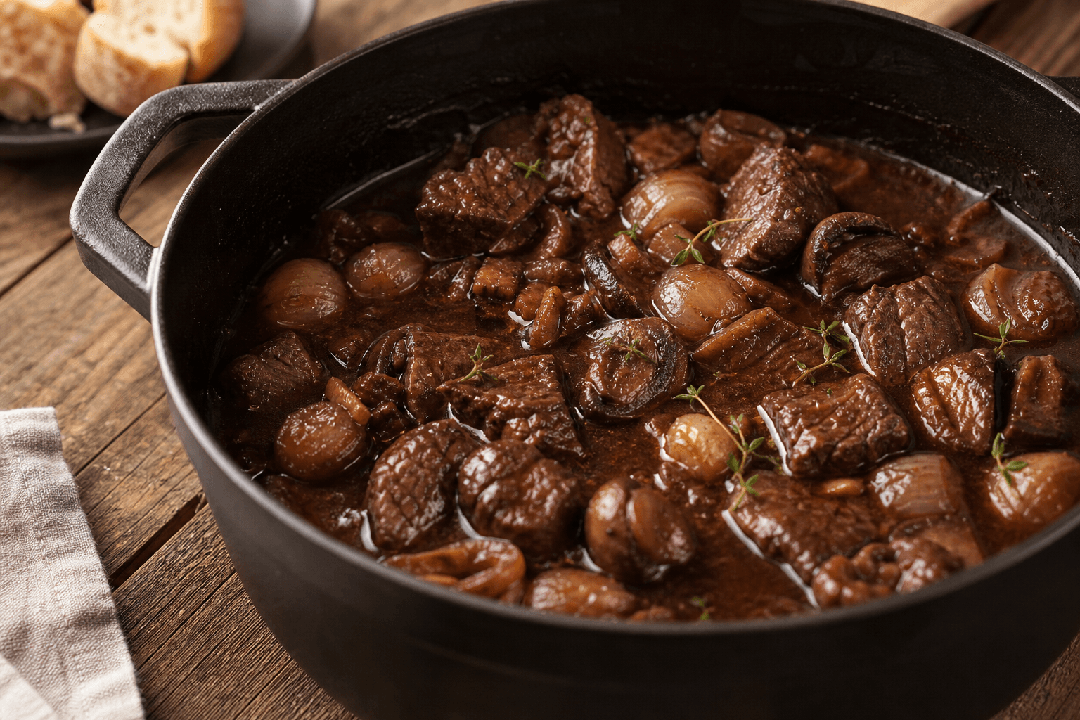 Boeuf bourguignon — serveret ret