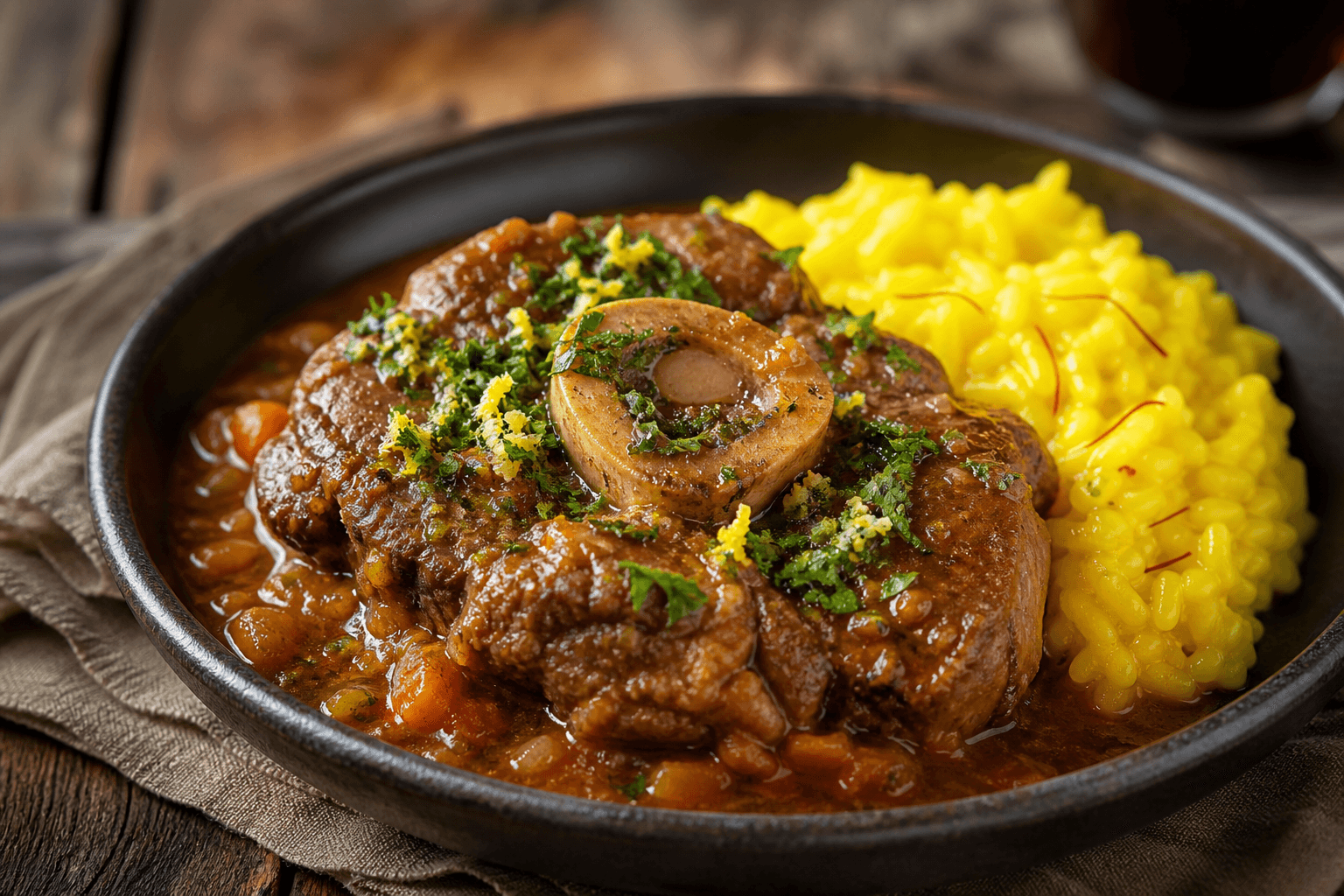 Ossobuco med hvidvin — serveret ret