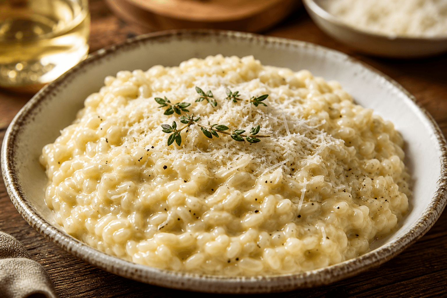 Risotto med hvidvin — serveret ret