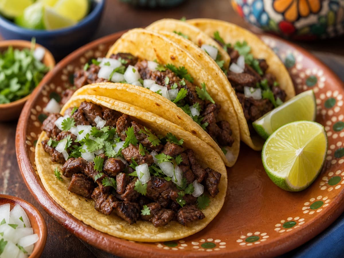 Tacos med okse og rødvin — serveret ret